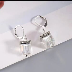 🆕💣925 Silver Plate Zircon stone Drop Hoop Earrings